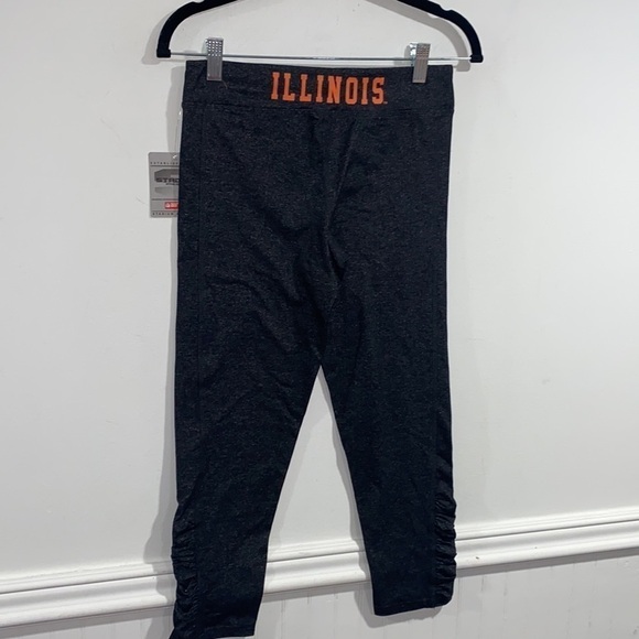 Illinois Illini legging cinch ruched hem Capri small stretch charcoal gray black - Picture 6 of 7